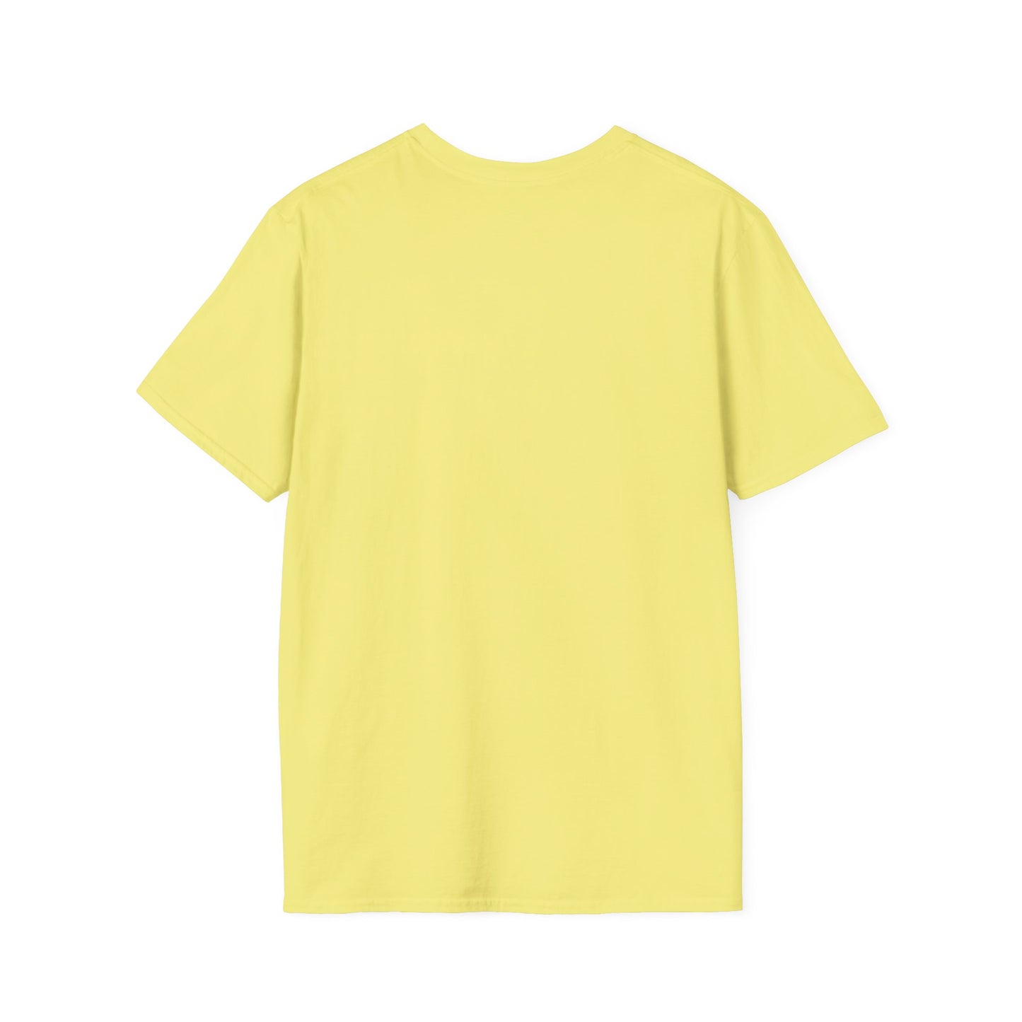Back view of a yellow t-shirt on a white background