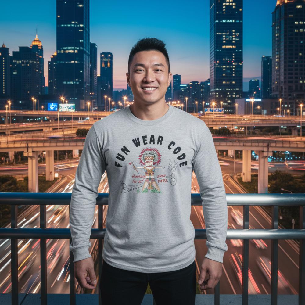 着心地の良い長袖スウェットシャツ - スペシャルエディション アメリカンインディアン グラフィック スウェットシャツ | FunWearCode