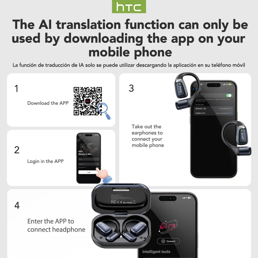 AI翻訳機能搭載スポーツワイヤレスイヤホン - LCDタッチスクリーン搭載Bluetoothイヤホン、HDマイク搭載 | FunWearCodeのセレクション