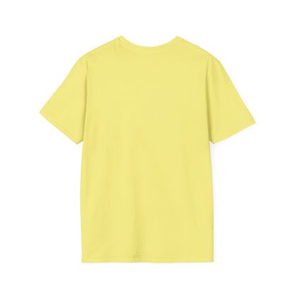 Back view of a yellow t-shirt on a white background
