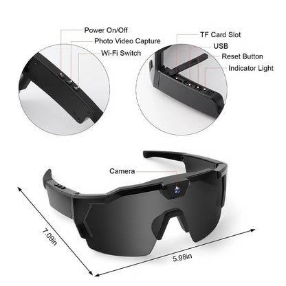 Sports HD Video Glasses - Hiking Jogging Cycling Skiing Climbing Flying Dynamic Recorder Goggles | FunWearCode's Selection