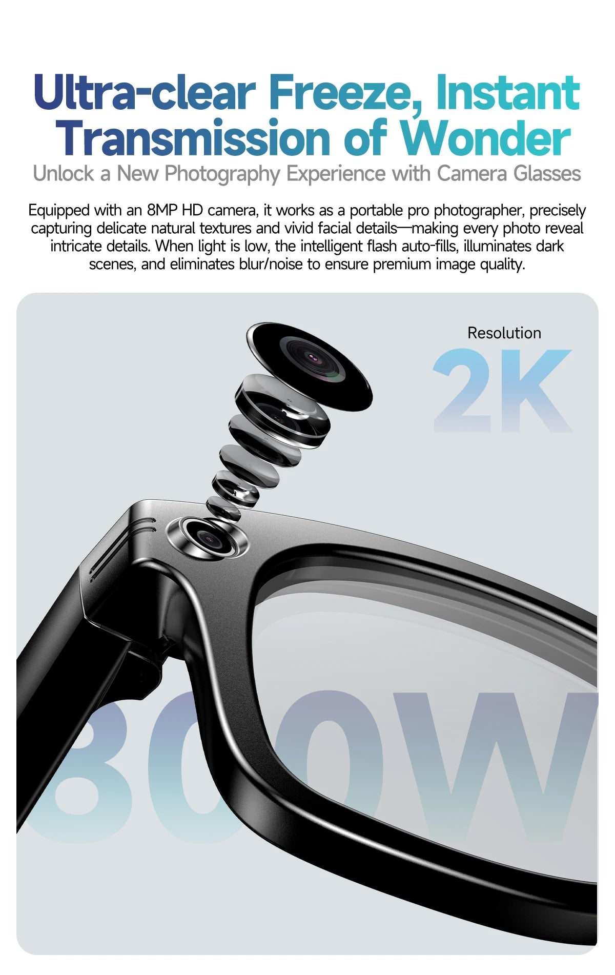 アップグレードされたスマートサングラス ユニセックス - カメラビデオ AIインタラクション 翻訳 Bluetooth通話 | FunWearCodeのセレクション