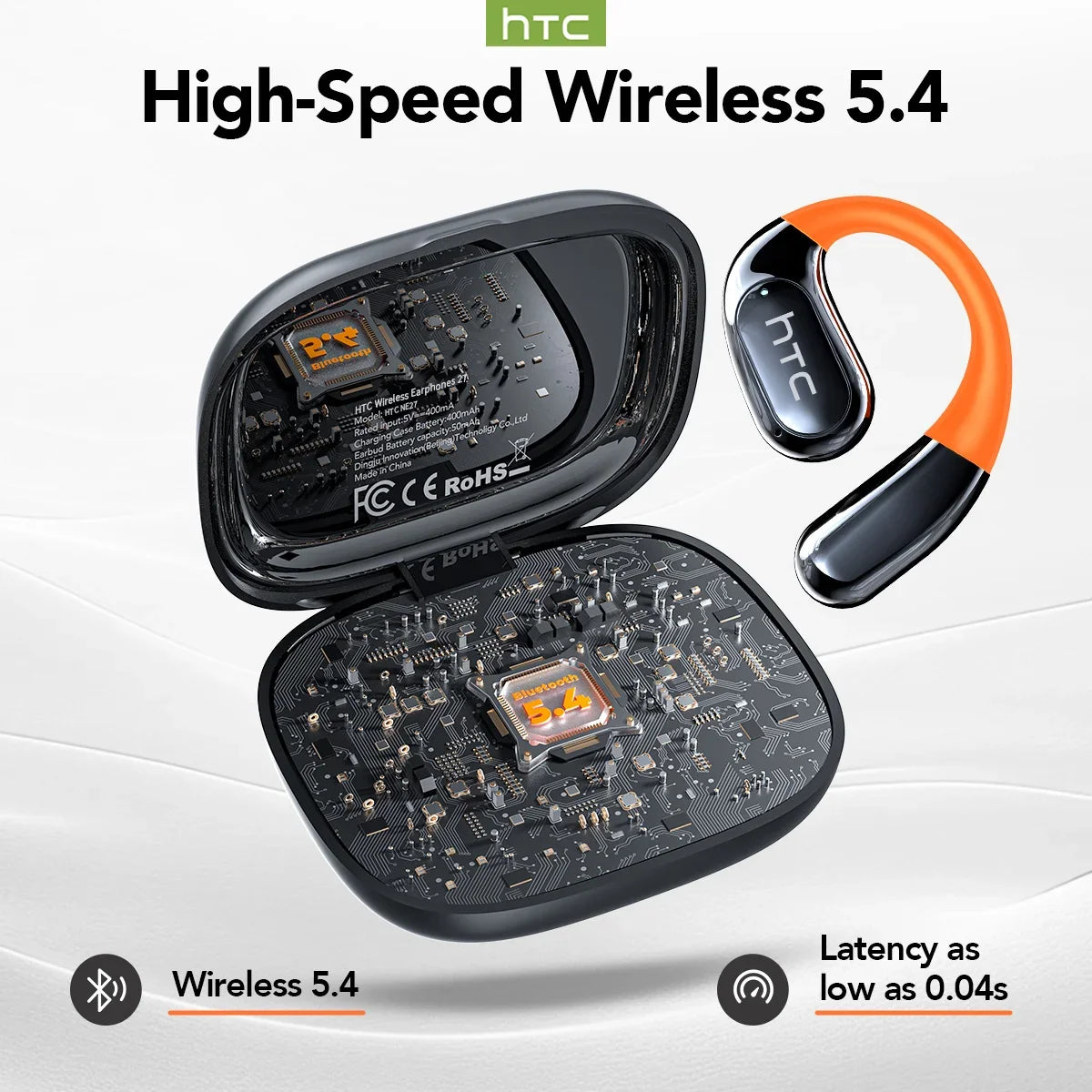 AI翻訳機能搭載スポーツワイヤレスイヤホン - LCDタッチスクリーン搭載 光るイヤーフック | FunWearCodeのセレクション