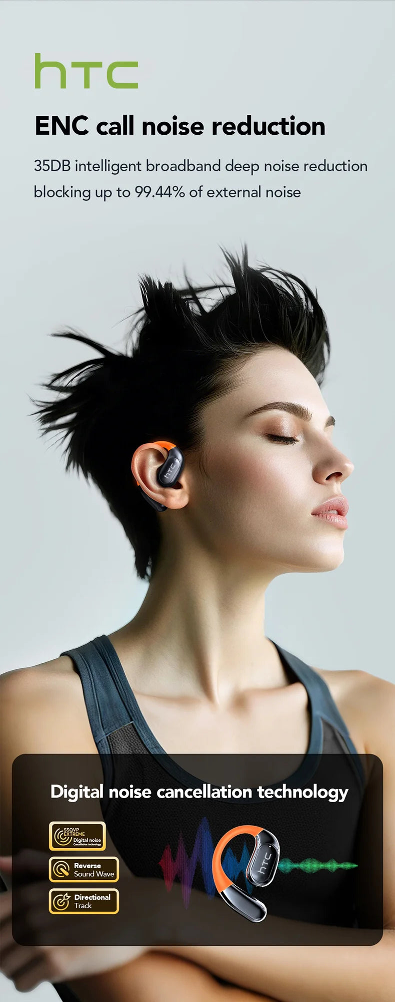 AI翻訳機能搭載スポーツワイヤレスイヤホン - LCDタッチスクリーン搭載 光るイヤーフック | FunWearCodeのセレクション