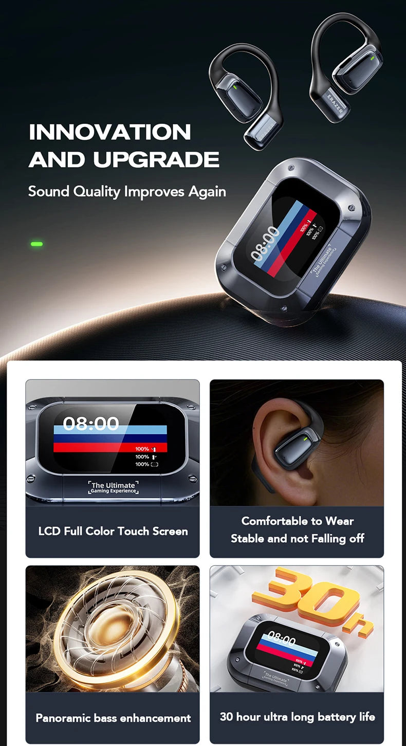 AI翻訳機能搭載スポーツワイヤレスイヤホン - LCDタッチスクリーン搭載Bluetoothイヤホン、HDマイク搭載 | FunWearCodeのセレクション