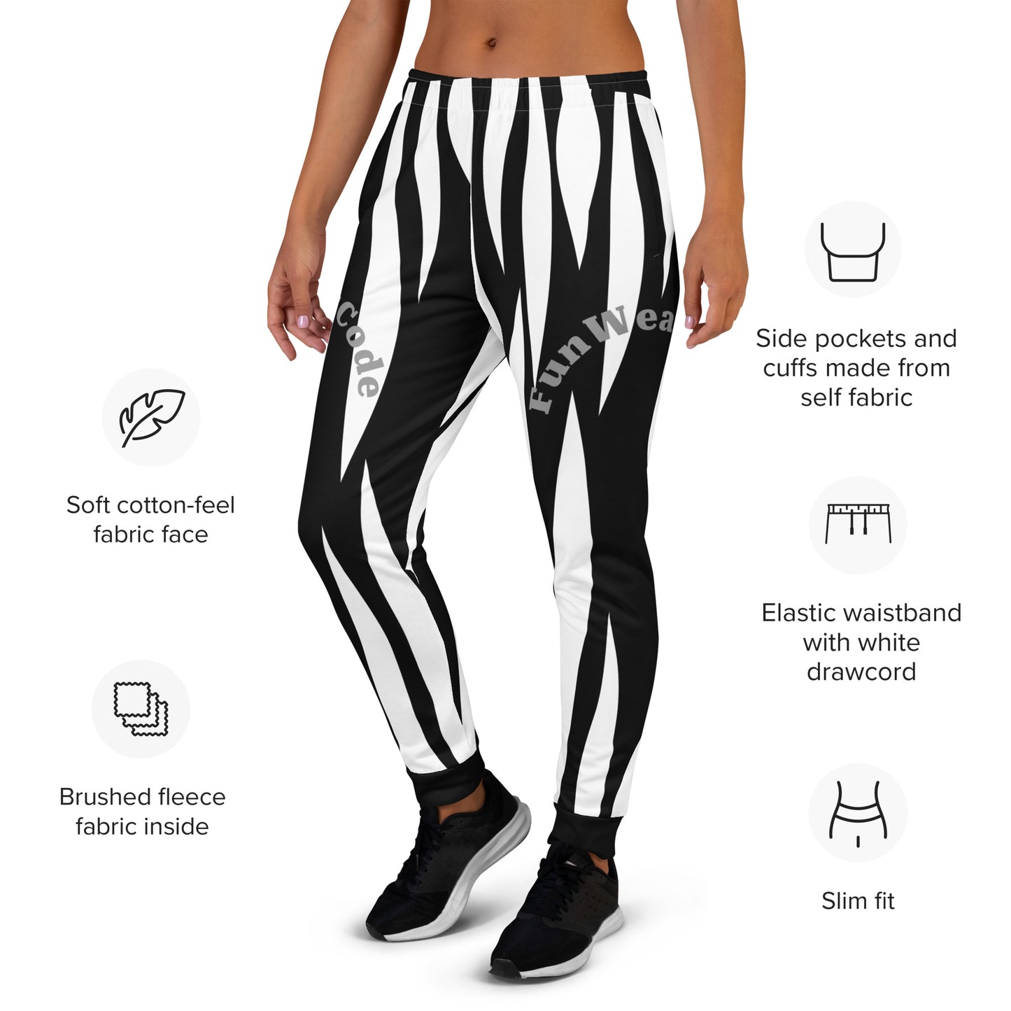 Women's Slim Fit Joggers | Sports Streetwear Zebra Sweatpants | FunWearCode