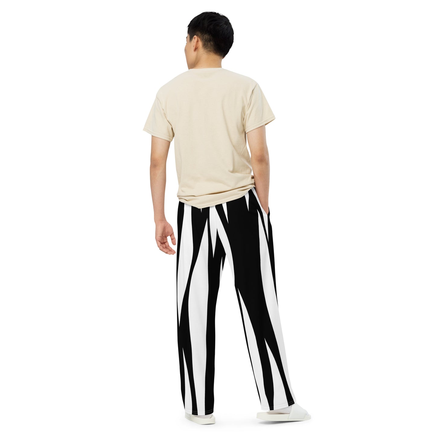 All-over print unisex wide-leg pants | Sports Streetwear Zebra Sweatpants | FunWearCode