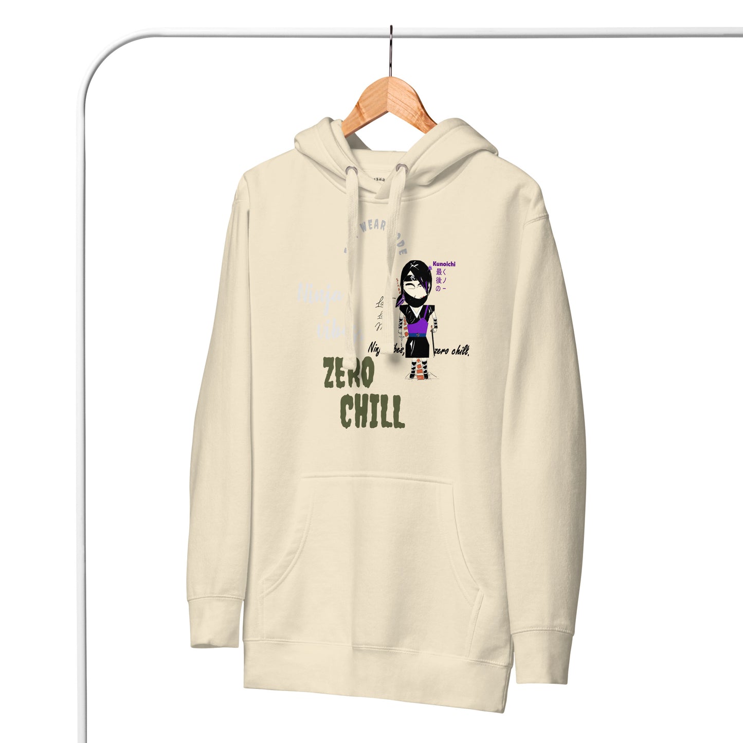 柔らかくて暖かいプルオーバーパーカー – レディニンジャグラフィックデザイン（女性用） | FunWearCode