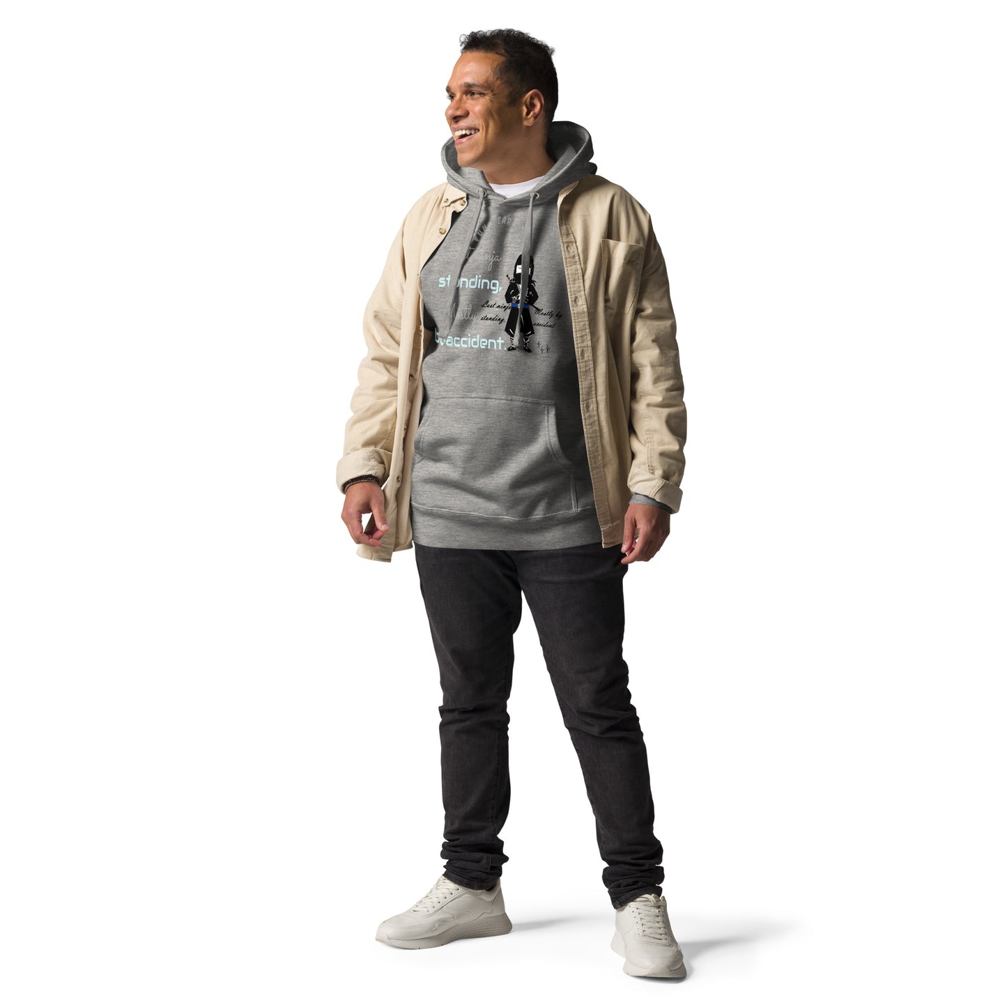 プレミアムプルオーバーパーカー – ユニークで気まぐれな忍者のグラフィックデザイン | FunWearCode