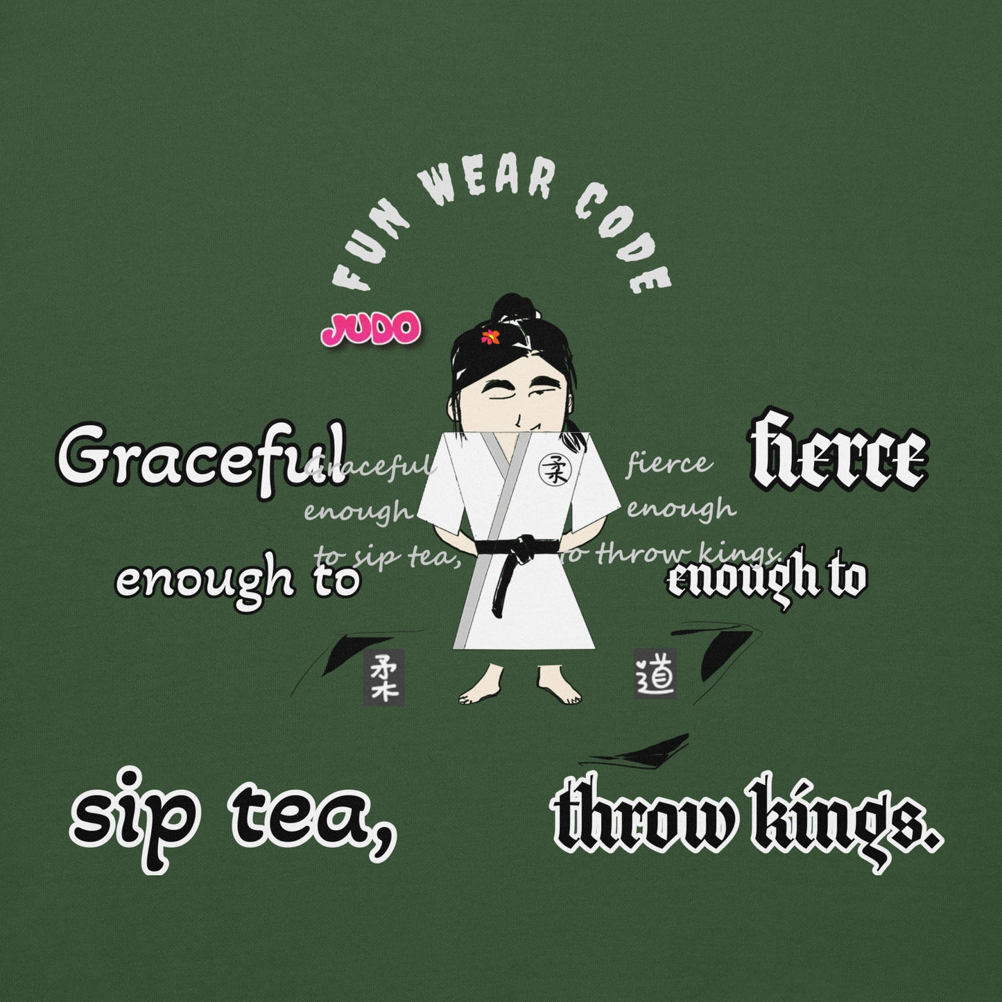 柔道女子グラフィックカートゥーンパーカー – 楽しい格闘技スウェットシャツ | FunWearCode