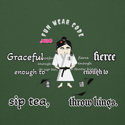 柔道女子グラフィックカートゥーンパーカー – 楽しい格闘技スウェットシャツ | FunWearCode