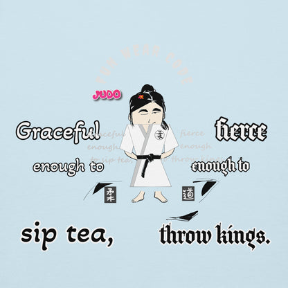 柔道女子グラフィックカートゥーンパーカー – 楽しい格闘技スウェットシャツ | FunWearCode