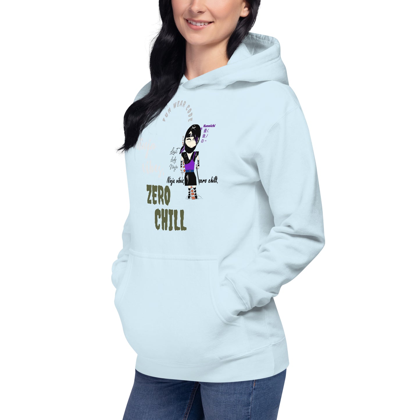 柔らかくて暖かいプルオーバーパーカー – レディニンジャグラフィックデザイン（女性用） | FunWearCode