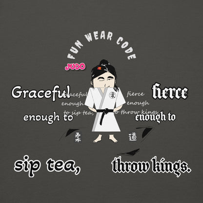 柔道女子グラフィックカートゥーンパーカー – 楽しい格闘技スウェットシャツ | FunWearCode
