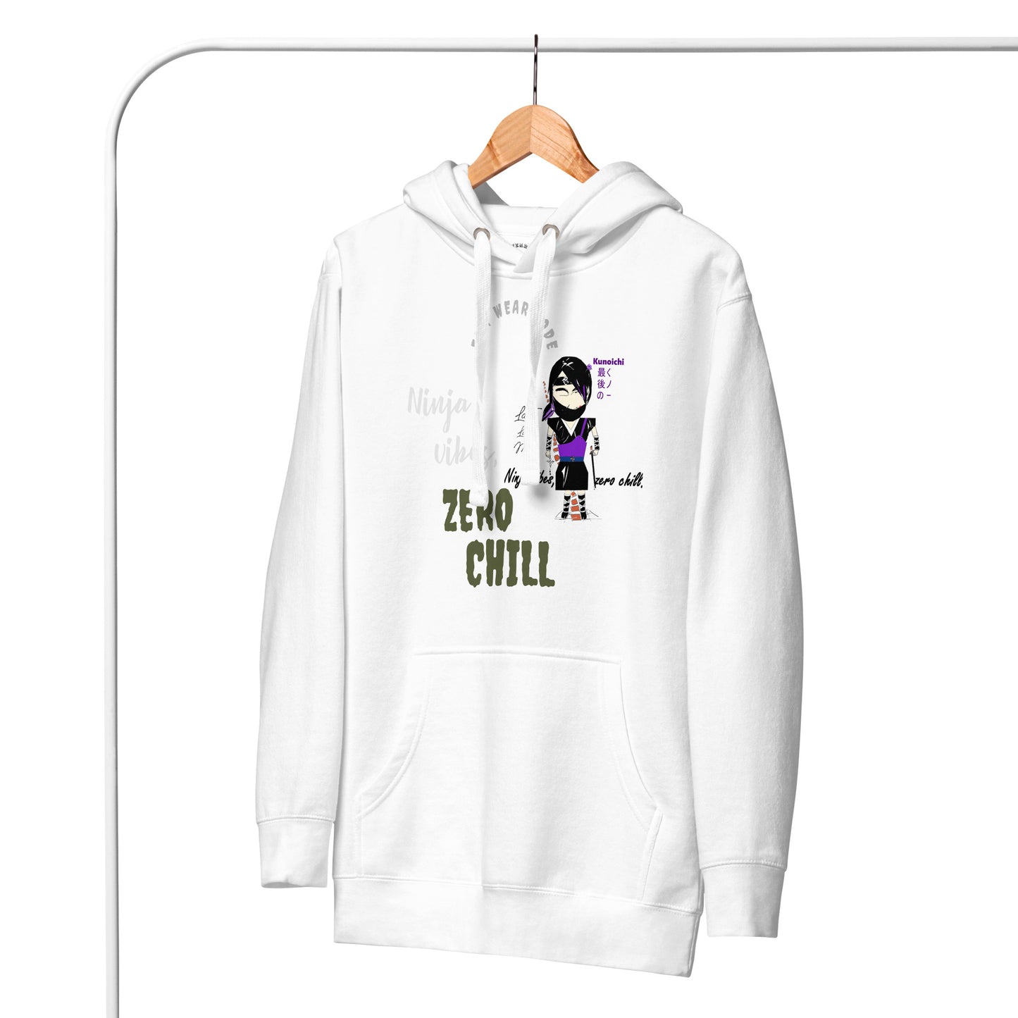 柔らかくて暖かいプルオーバーパーカー – レディニンジャグラフィックデザイン（女性用） | FunWearCode