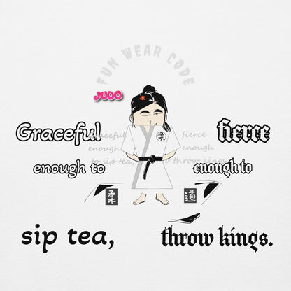 柔道女子グラフィックカートゥーンパーカー – 楽しい格闘技スウェットシャツ | FunWearCode