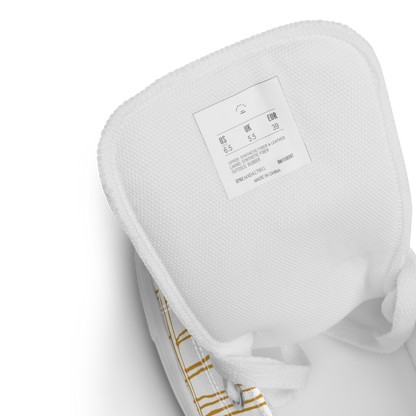 メンズ ハイトップ キャンバスシューズ | ラストニンジャデザイン (イエローストライプ) | Funwearcode