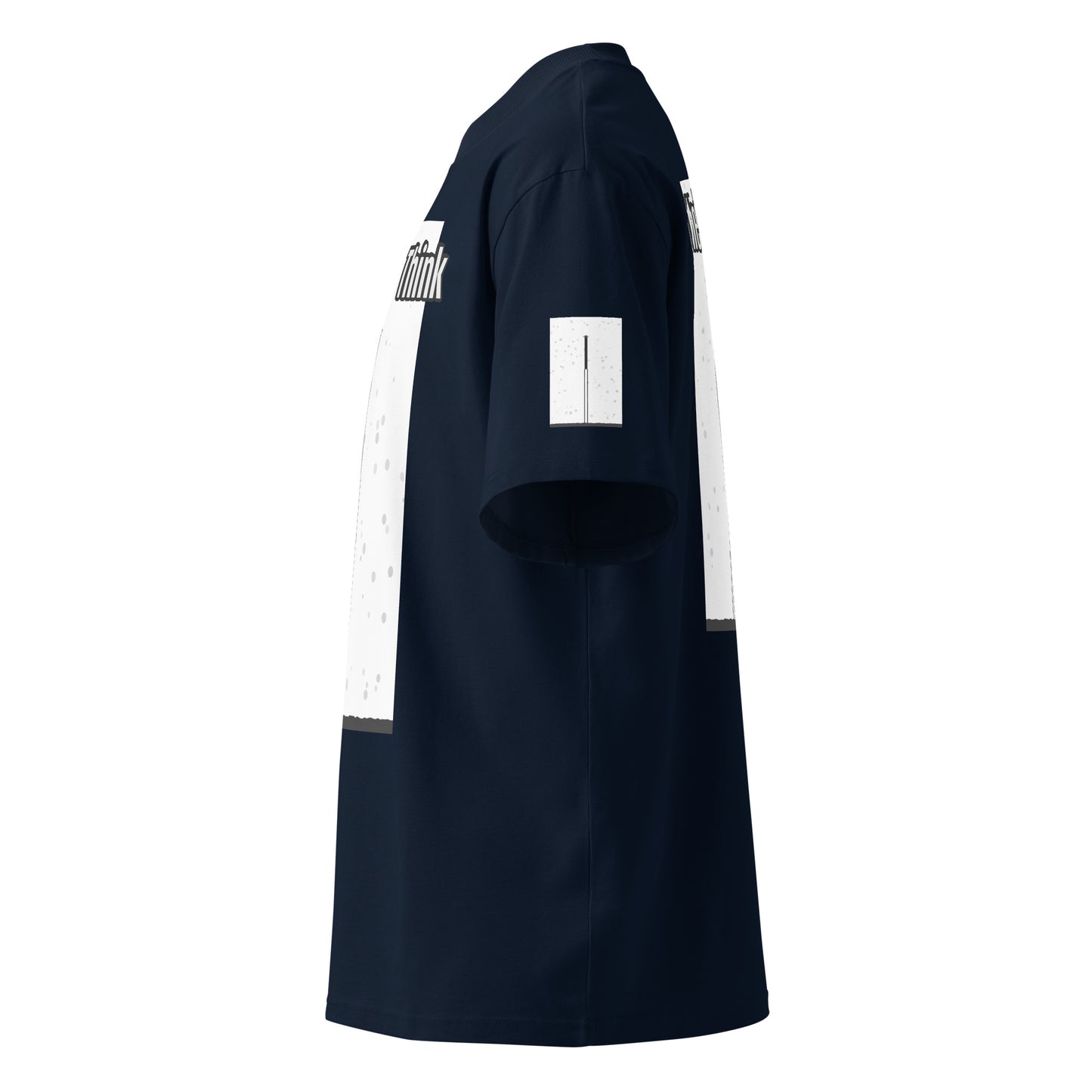 Navy blue sports jersey with white accents on a white background