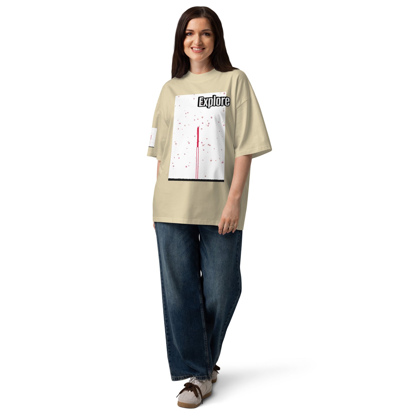 ユニセックス オーガニックオーバーサイズ ハイネックTシャツ — Human & Space 'Explore' コレクション