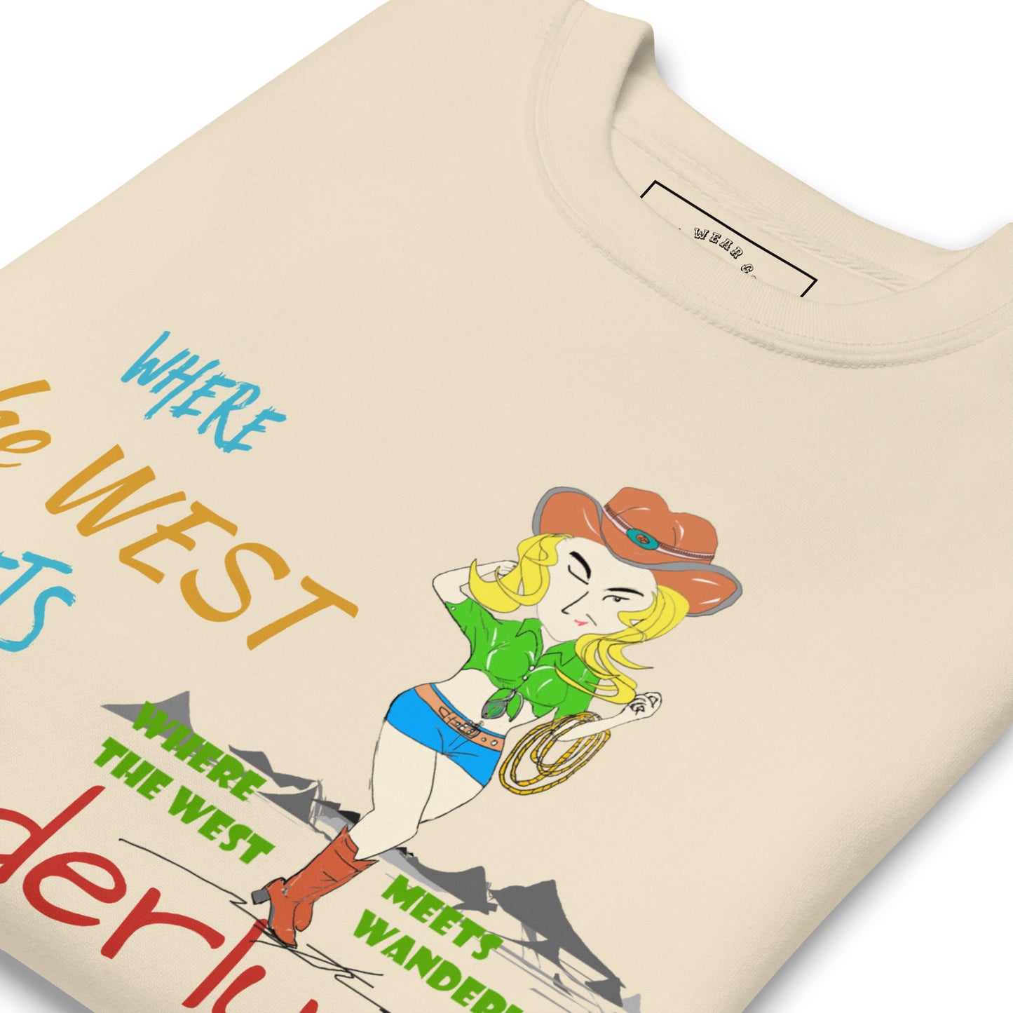 Premium Cozy Long Sleeve T-shirt – Classic Cowgirl Graphic Sweatshirt | FunWearCode