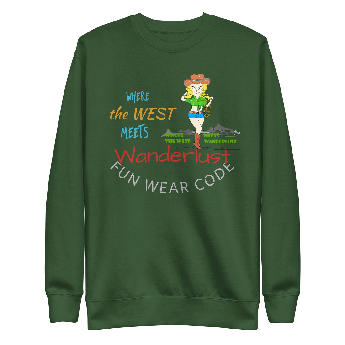 Premium Cozy Long Sleeve T-shirt – Classic Cowgirl Graphic Sweatshirt | FunWearCode