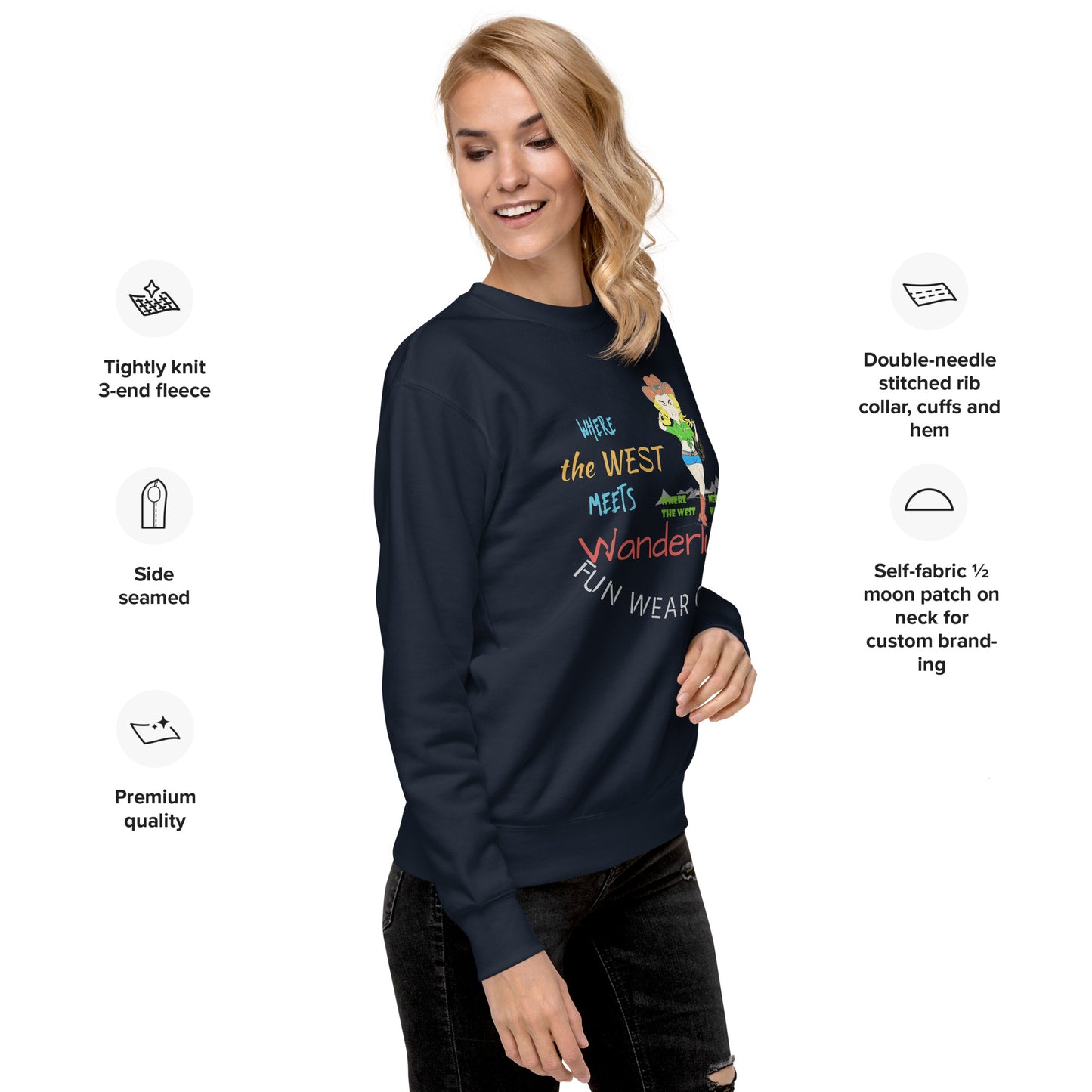 Premium Cozy Long Sleeve T-shirt – Classic Cowgirl Graphic Sweatshirt | FunWearCode