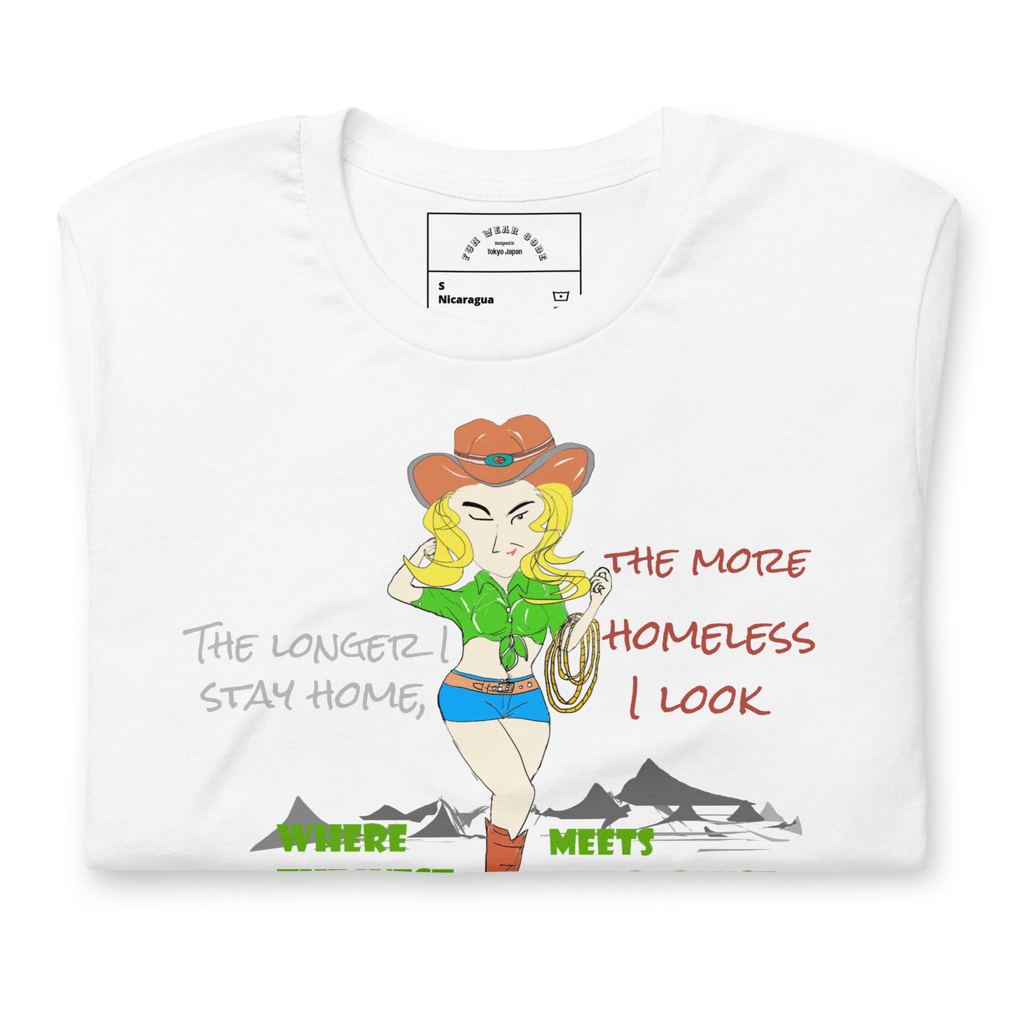 クラシックカウガールグラフィックTシャツ - 楽しいことが大好きな人のためのアメリカンスタイルTシャツ | FunWearCode